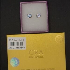 Unisex GRA Moissanite Silver Stud Earrings